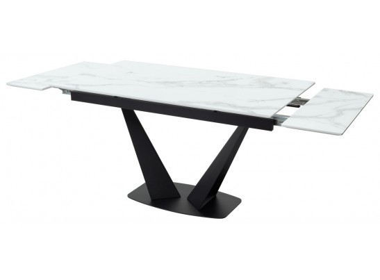 Стол Ниагара 160 Белый мрамор, стекло / черный каркас в Набережных Челнах