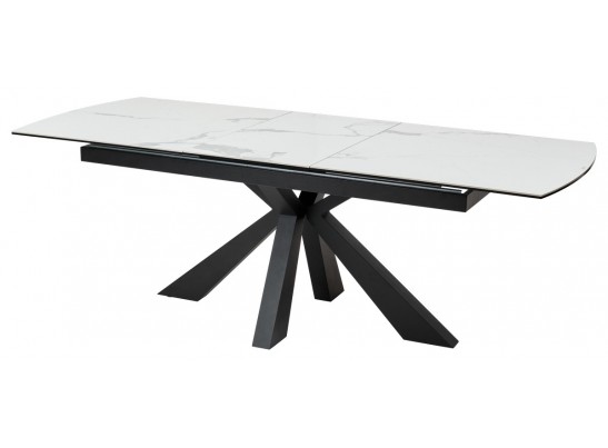 Стол ROVIGO 170 HIGH GLOSS STATUARIO Белый мрамор глянцевый, керамика/ черный каркас в Набережных Челнах