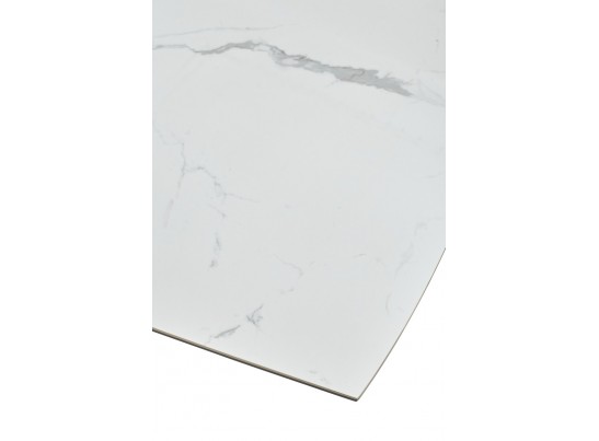 Стол ROVIGO 170 HIGH GLOSS STATUARIO Белый мрамор глянцевый, керамика/ черный каркас в Набережных Челнах