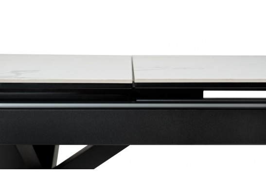 Стол ROVIGO 170 HIGH GLOSS STATUARIO Белый мрамор глянцевый, керамика/ черный каркас в Набережных Челнах