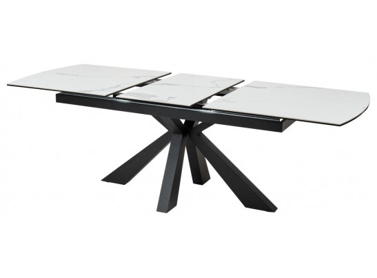 Стол ROVIGO 170 HIGH GLOSS STATUARIO Белый мрамор глянцевый, керамика/ черный каркас в Набережных Челнах