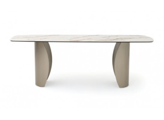 Стол BRONTE 220 KL-188 Контрастный мрамор матовый, итальянская керамика/ Шампань, ®DISAUR в Набережных Челнах