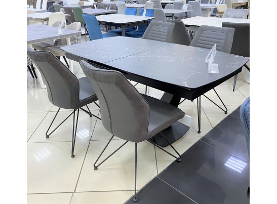 Стол ACUTO2 170 NERO KL-116 Черный мрамор матовый, итальянская керамика/ черный каркас в Набережных Челнах