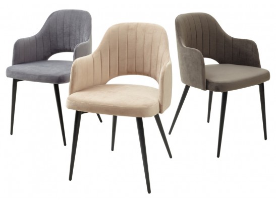 Стул FANTINE-LA СЕРЫЙ #27, велюр / черный каркас в Набережных Челнах