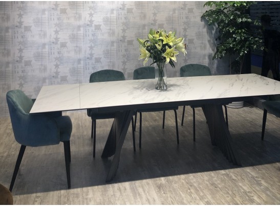 Стол IVAR 180 MARBLES KL-99 Белый мрамор, итальянская керамика/серый, ®DISAUR в Набережных Челнах