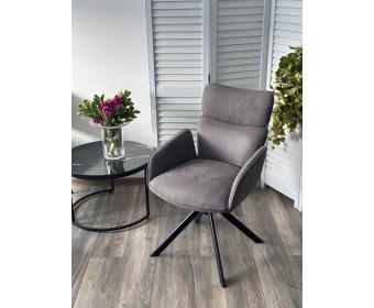 Стул TRIS 360 град. поворот с возвратом, Davis Nowo 92 серый, букле /Point 90 серый/ Черный, ®DISAUR