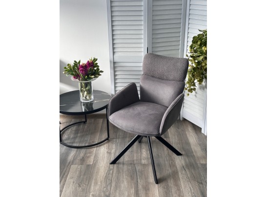 Стул TRIS 360 град. поворот с возвратом, Davis Nowo 92 серый, букле /Point 90 серый/ Черный, ®DISAUR в Набережных Челнах