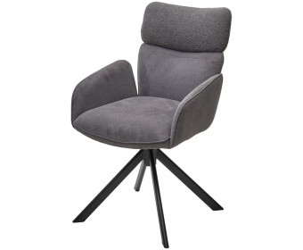Стул TRIS 360 град. поворот с возвратом, Davis Nowo 92 серый, букле /Point 90 серый/ Черный, ®DISAUR