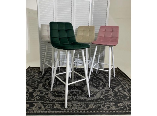 Барный стул LECCO UF910-14 DARK GREEN, велюр/белый каркас, 4 шт./2 кор. в Набережных Челнах