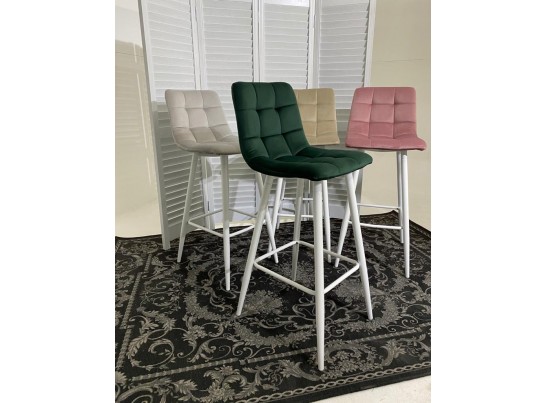 Барный стул LECCO UF910-14 DARK GREEN, велюр/белый каркас, 4 шт./2 кор. в Набережных Челнах