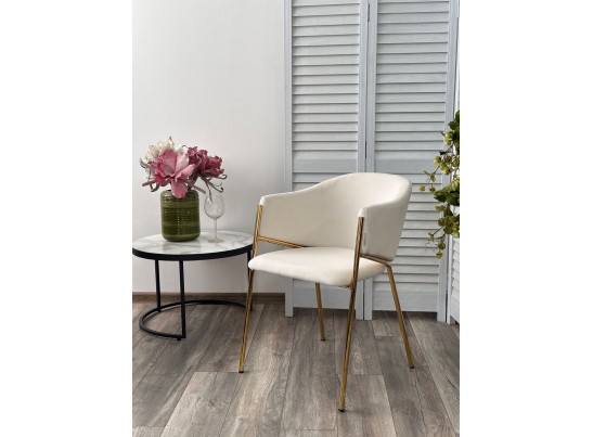 Стул DILL MOMO-01 молочный, велюр "беспальчиковый"/ золотой каркас в Набережных Челнах