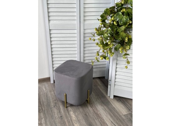 Пуф для гостиной OTTO, цвет Velutto 32 Антрацитовый, велюр / золотой каркас в Набережных Челнах