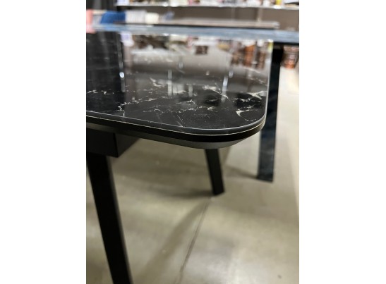 Стол АРУБА 140 ЧЕРНЫЙ МРАМОР, стекло / ЧЕРНЫЙ в Набережных Челнах
