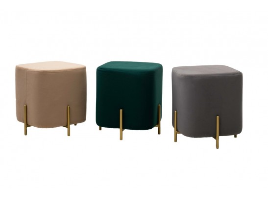 Пуф для гостиной OTTO, цвет Velutto 32 Антрацитовый, велюр / золотой каркас в Набережных Челнах