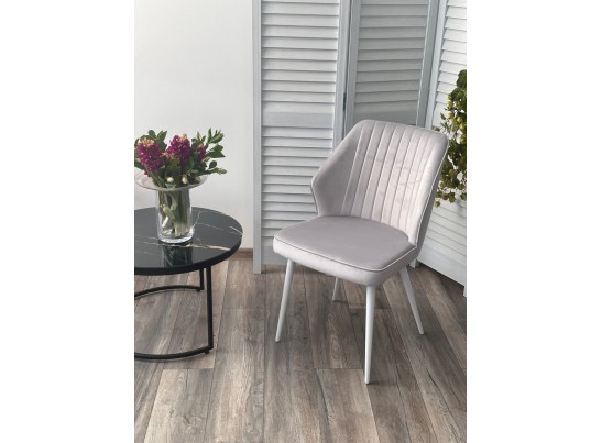 Стул SEATTLE-V СВЕТЛО-СЕРЫЙ BM-4, велюр / белый каркас в Набережных Челнах