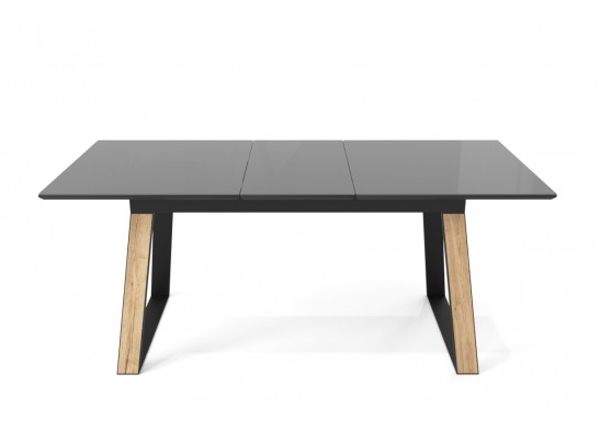 Стол Франк 160 Графит, стекло / Дуб Галифакс, черный в Набережных Челнах