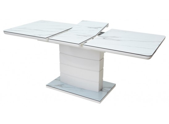Стол ALTA 140 GREY-WHITE MARBLE/ WHITE глазурованное стекло в Набережных Челнах Стол ALTA 140 GREY-WHITE MARBLE/ WHITE глазурованное стекло в Набережных Челнах