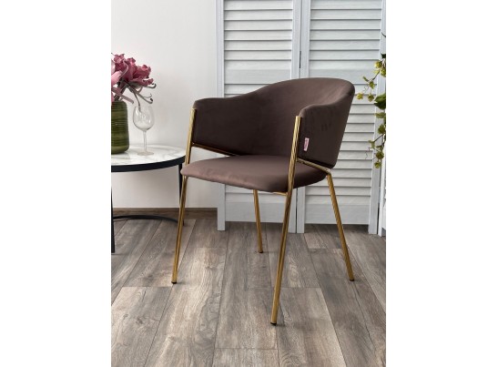 Стул DILL MOMO-05 тауп, велюр "беспальчиковый"/ золотой каркас в Набережных Челнах