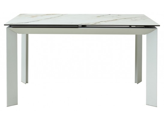 Стол CREMONA 180 KL-188 Контрастный мрамор матовый, итальянская керамика/ белый каркас, ®DISAUR в Набережных Челнах
