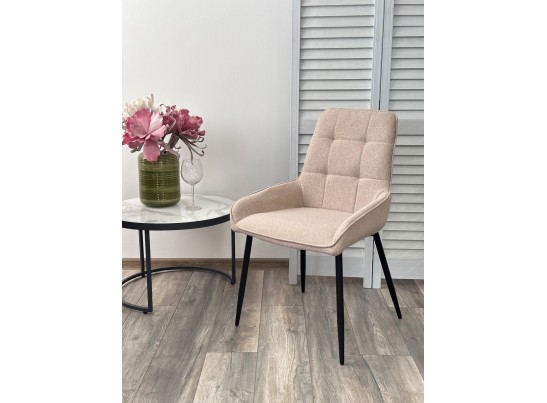 Стул CARACAS Barrel-09 Бежевый, ткань / черный каркас / Товарный знак DISAUR в Набережных Челнах