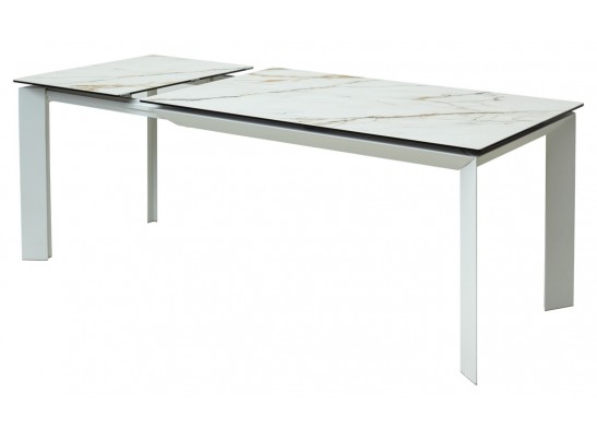 Стол CREMONA 180 KL-188 Контрастный мрамор матовый, итальянская керамика/ белый каркас, ®DISAUR в Набережных Челнах