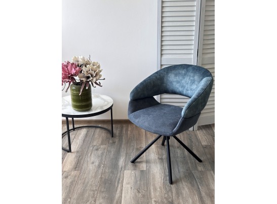 Стул EMBER 360 град. поворот. 7525-56 Синий, велюр/ ENJOY-315 Синий, ткань/ Черный, ®DISAUR в Набережных Челнах