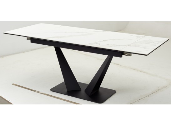 Стол Ниагара 140 БЕЛЫЙ МРАМОР НОВЫЙ, керамика / ЧЕРНЫЙ в Набережных Челнах