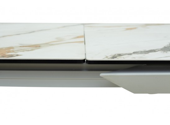 Стол CREMONA 180 KL-188 Контрастный мрамор матовый, итальянская керамика/ белый каркас, ®DISAUR в Набережных Челнах