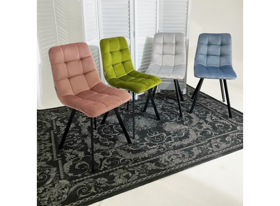 Стул CHILLI SQUARE BLUVEL-03 светло-серый, велюр / черный каркас в Набережных Челнах