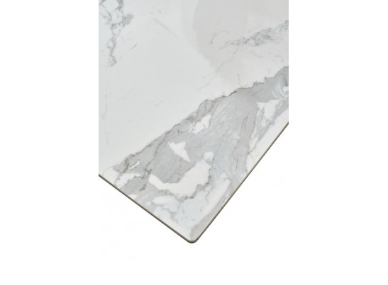 Стол CREMONA 140 HIGH GLOSS STATUARIO Белый мрамор глянцевый, керамика/ белый каркас, ®DISAUR в Набережных Челнах