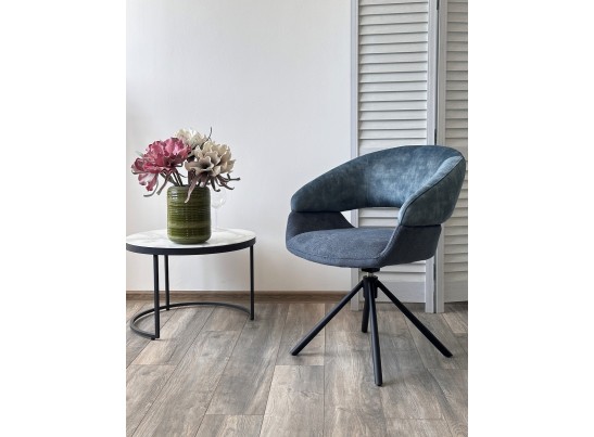 Стул EMBER 360 град. поворот. 7525-56 Синий, велюр/ ENJOY-315 Синий, ткань/ Черный, ®DISAUR в Набережных Челнах