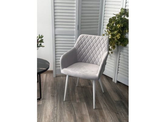 Стул BRANDY-X СВЕТЛО-СЕРЫЙ BM-4, велюр / белый каркас, велюр в Набережных Челнах