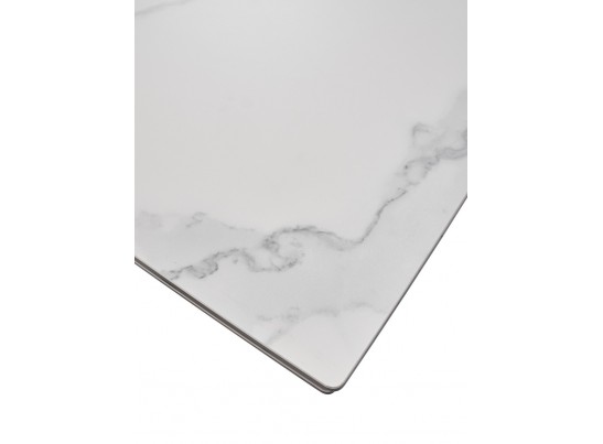Стол ALEZIO 160 BIANCO TL-45 Белый мрамор матовый, испанская керамика/ черный каркас, ®DISAUR в Набережных Челнах
