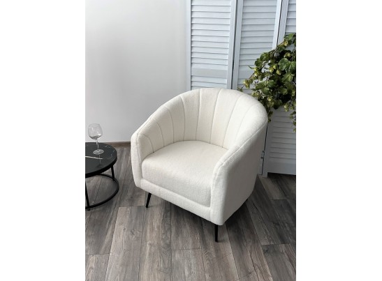 Кресло KALMAR NINI-01 Белый, teddy / черный каркас в Набережных Челнах