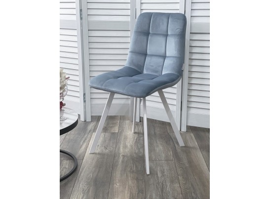 Стул CHILLI SQUARE G108-56 пудровый синий, велюр/ белый каркас в Набережных Челнах Стул CHILLI SQUARE G108-56 пудровый синий, велюр/ белый каркас в Набережных Челнах