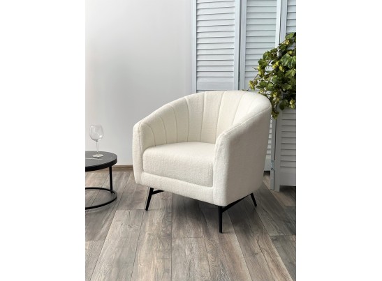 Кресло KALMAR NINI-01 Белый, teddy / черный каркас в Набережных Челнах