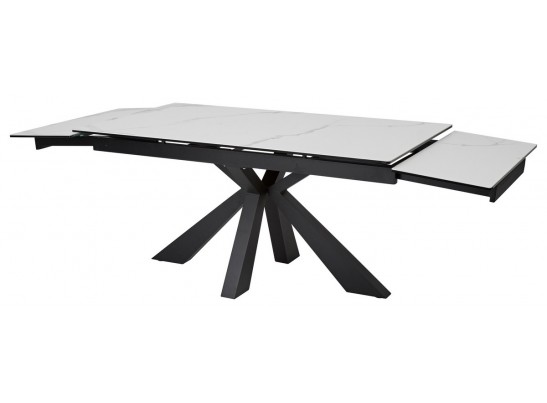 Стол ALEZIO 160 BIANCO TL-45 Белый мрамор матовый, испанская керамика/ черный каркас, ®DISAUR в Набережных Челнах