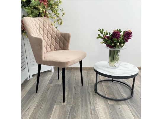 Стул HERMAN БЕЖЕВЫЙ #5, велюр / черный каркас в Набережных Челнах