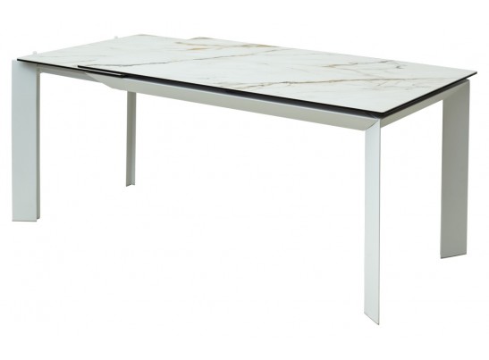 Стол CREMONA 180 KL-188 Контрастный мрамор матовый, итальянская керамика/ белый каркас, ®DISAUR в Набережных Челнах