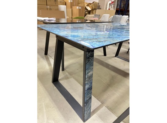 Стол Франк 180 АКВАМАРИН, стекло / АКВАМАРИН-ЧЕРНЫЙ в Набережных Челнах