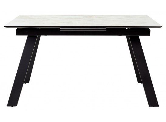 Стол Морис 140 Бежевый мрамор, Черная шагрень, стекло / черный каркас в Набережных Челнах