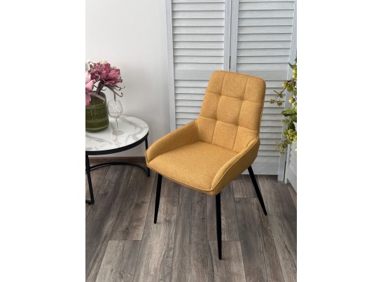 Стул CARACAS Barrel-48 Горчичный, ткань / черный каркас / Товарный знак DISAUR в Набережных Челнах