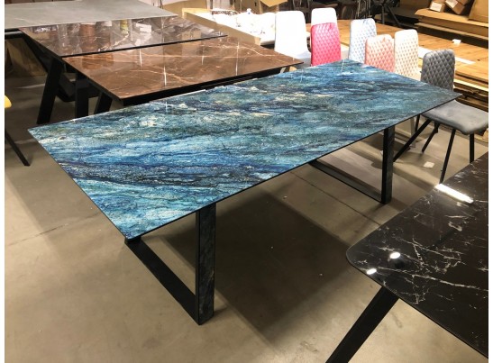 Стол Франк 180 АКВАМАРИН, стекло / АКВАМАРИН-ЧЕРНЫЙ в Набережных Челнах