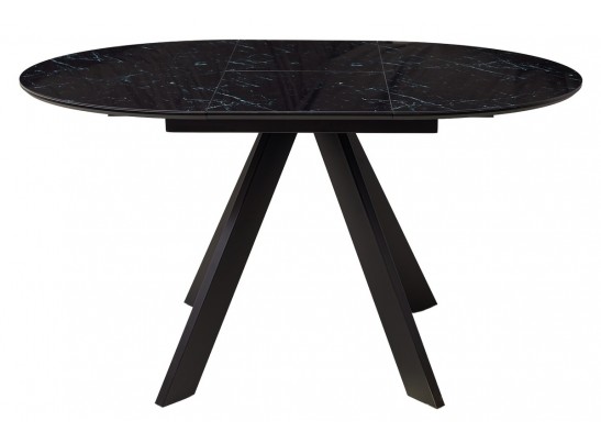 Стол БОНЖУР 100 ЧЕРНЫЙ МРАМОР, черная шагрень, стекло / ЧЕРНЫЙ каркас в Набережных Челнах