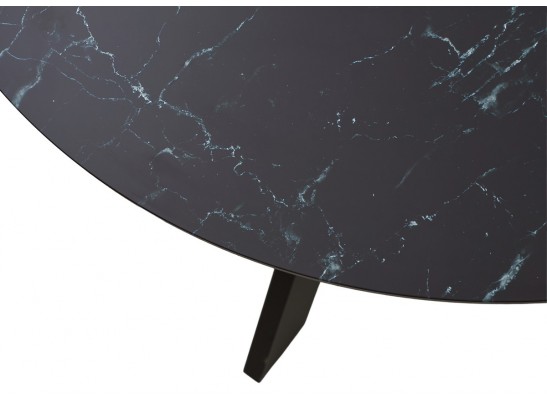 Стол БОНЖУР 100 ЧЕРНЫЙ МРАМОР, черная шагрень, стекло / ЧЕРНЫЙ каркас в Набережных Челнах