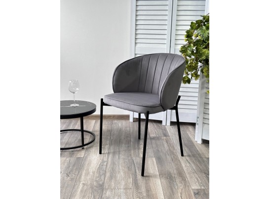 Стул ДЕНИ, цвет Velutto 32 Антрацитовый, велюр / черный каркас в Набережных Челнах