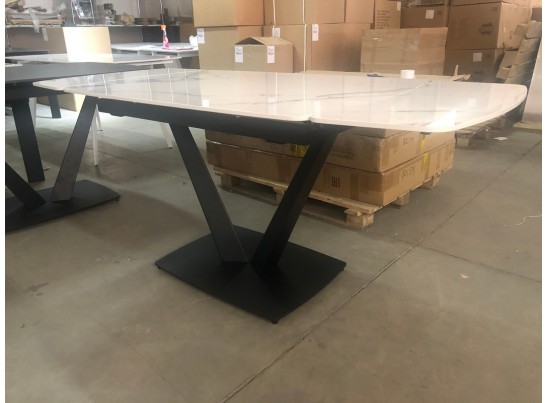 Стол ALATRI 120 GLOSS STATUARIO WHITE SINTERED STONE / BLACK в Набережных Челнах