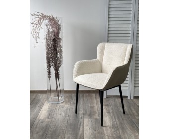 Стул VOLCANO Белый Wales-101, ткань / светло-бежевый Maison 09, экокожа/ черный каркас, DISAUR