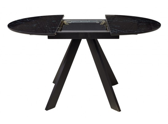 Стол БОНЖУР 100 ЧЕРНЫЙ МРАМОР, черная шагрень, стекло / ЧЕРНЫЙ каркас в Набережных Челнах