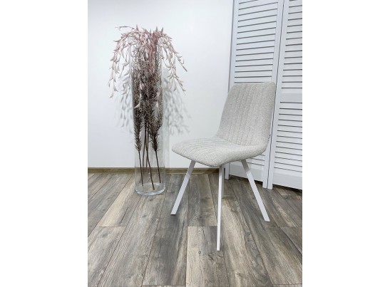 Стул ELVIS WZ2042-19 галечный серый фактурный велюр/ белый каркас в Набережных Челнах